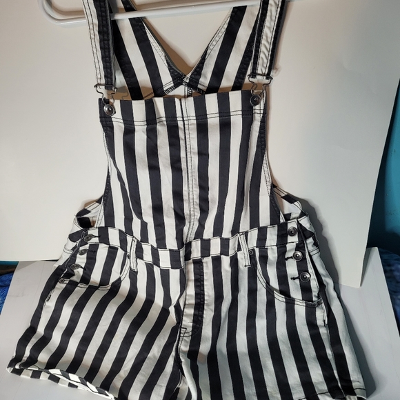 Blackheart Denim - Black and White Striped Overalls